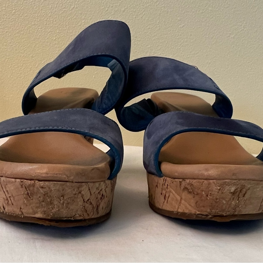 Ugg Blue Nubuck Elena Cork Espadrille Wedge Sandals, Size 7, GUC - Picture 5 of 13